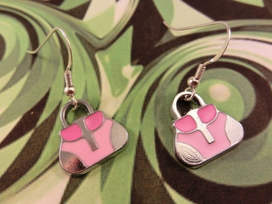 Handtaschen Ohrringe silberfarbe pink Frau Mädchen